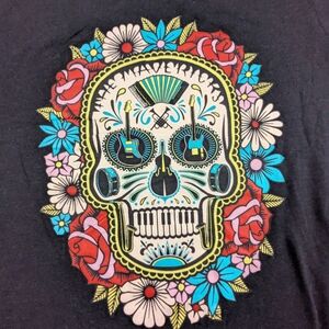The Mavericks Band T-Shirt Featuring Day Of The Dead Candy Skull Graphic Medium